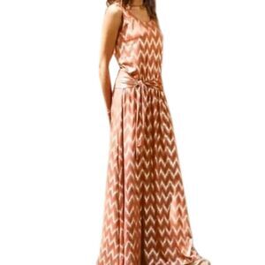 Soft Surroundings Alessandra Maxi Dress Size M Coral Metallic Gold Sleeveless